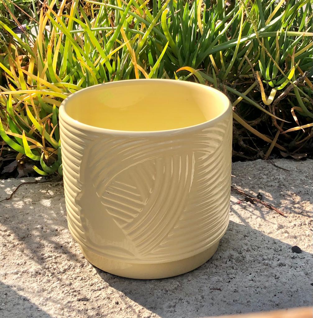 Macetero ceramica amarillo